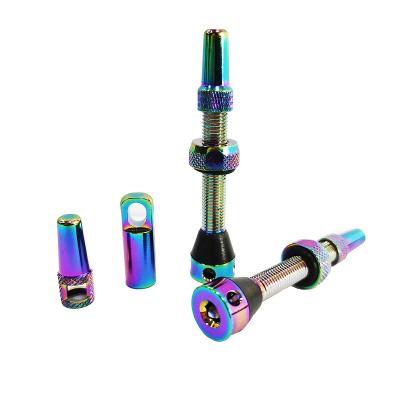 China Mountain Bike /Road Bike / Packing Iridescent Tubeless Presta Bicycle Valves 44mm - Premium No Leak Bicycle Valves With Integrated Valve Core Removal Tool for sale