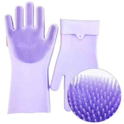 China Hand Protect Household Heat Resistant Magic Wash Scrubber Silicone Brush Wholesale Rubber Cleaning Glove for sale