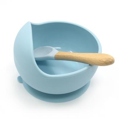 China Reusable Custom Baby Silicone Bowl Suction Baby Feeding Bowl Set With Spoon for sale