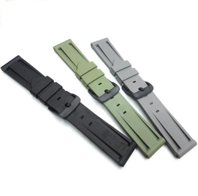 China Fashion 20mm 22mm Black Brown Color 24mm Watch Band Strap Soft Rubber Strap for sale