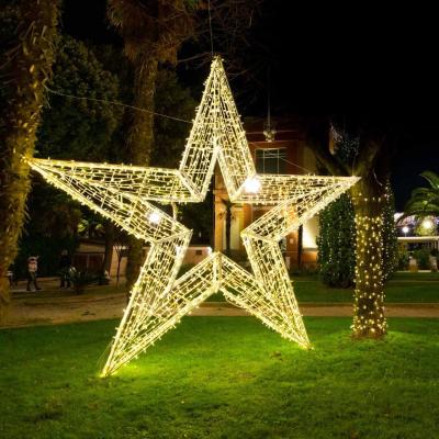 China Large 3D Static Or Glitter Christmas Decoration Lit Star Led Hanging Pattern For Commercial Grade Shopping Malls Holiday Displays for sale