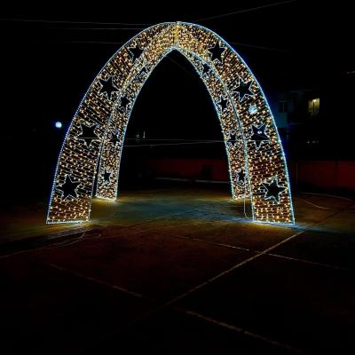 China Static Or Flicker Soft Pattern 3d Commercial Outdoor Led Warm White Metal Arch Christmas Light for sale