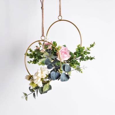 China natural touch & Iron Wrought Garland Hanging Home Decoration Flower Central Institute of Statistics Nordic Style Fresh Creative Wall Hangings for sale