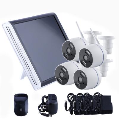 China CCTV Kit 4pcs Quality Screen Siren IP Panel Power 12v 1a Wireless Video Surveillance Kit Built-in 4ch Nvr Super Slim Dome Cameras Wireless CCTV for sale