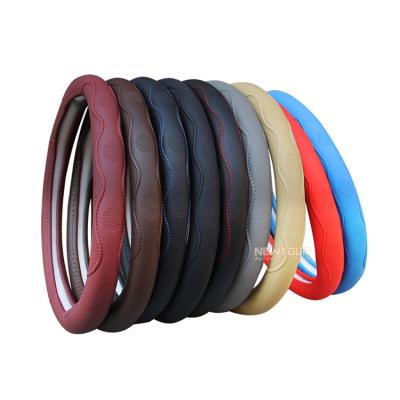 China Universal Sports Non-Slip Fiber Auto Accessories Leather Steering Wheel Covers Custom Steering Wheel Cover for sale