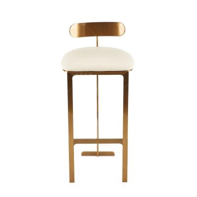 China 2021 contemporary modern bar stools shunyiya modern umpire chair with backrest for kitchen/bar gold metal legs dining gold frame for sale