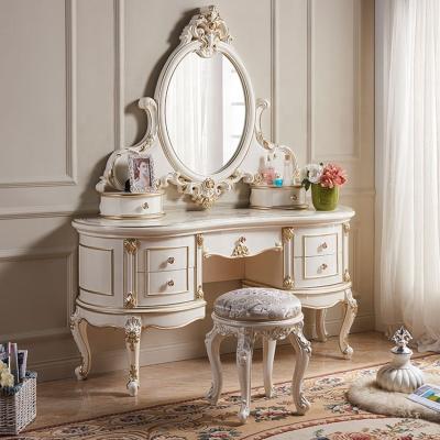 China Customized High End European Style Makeup Vanity With Mirror, Dressing Table, Dresser Desk For Bedroom With Mirror And Stool for sale