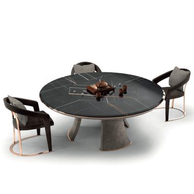 China Customized Large Round Marble Dining and Adjustable Kitchen Tables Fashional Top Customized Design with Small Tables for Hotel Villa Restaurant Meeting for sale