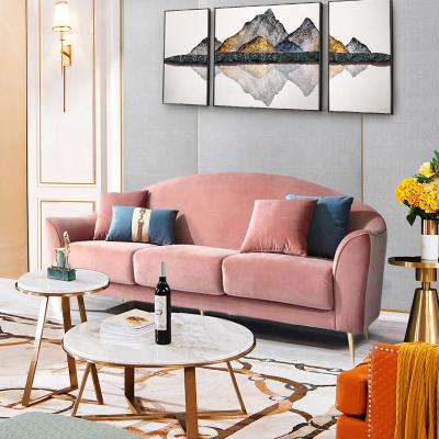 China Nordic Style Customized Customized Light Luxury Sofas Green/Pink/Yellow Customize Color Stainless Steel Living Room Furniture Comfortable Customized Sofas for sale