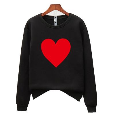 China Breathable O-Neck Fleece Autumn Winter Pullovers Female Tops Heart Printed Casual Sweatshirt Hoodies Women for sale