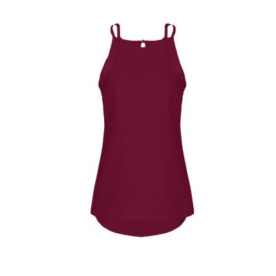 China Wine Red Solid Color Halter Camis Women Female Black White Tank Tops Plus Size S-XXL Breathable Sleeveless Tops for sale