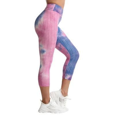 China Breathable European And American Tie Dye Sports Gaiters Tights For Women Butt Yoga Wear Workout Lifting Pants for sale