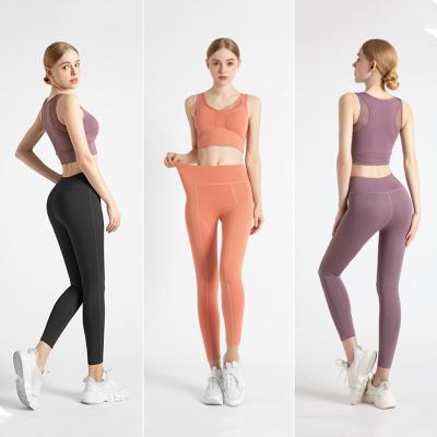 China New Fitness Women Workout Polyester Activewear Tiktok High Waisted Stretch Gym Breathable Clothing Pockets Pants Yoga Gaiters for sale