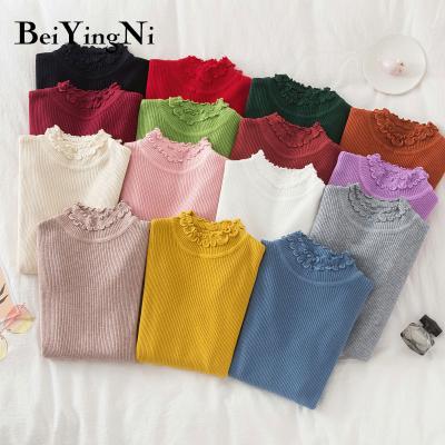 China Autumn Winter 2021 Breathable 15 Colors Tops Turtle Neck Knitwear Women Sweater Basic Half Plain Female Pullover Sweater for sale