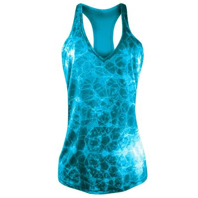 China 2021 QUICK DRY women's halter top women's sleeveless beach tohalter topp halter top tank vest Europe and America fishing tie dye T-shirts for sale