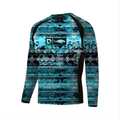 China OEM Antibacterial UPF Polyester Long Sleeve Round Neck UV Fishing Breathable Men's Fishing Shirts for sale