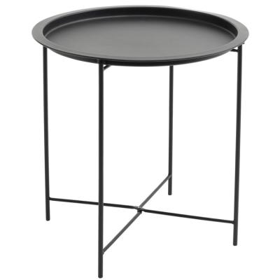 China End Side Sofa Tray Metal Black Small Round Collapsible Folding Coffee Table Side Tea Table for Outdoor and Indoor for sale