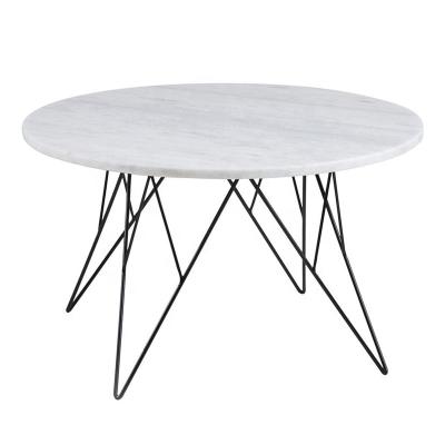 China Large Elegant Marble Coffee Table White Marble Table Top And Creative Metal Legs Design for sale