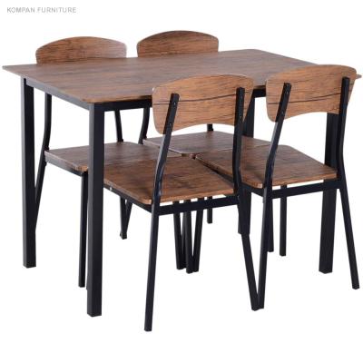 China Cozy Metal Dining Set MDF Wood Top Dining Table With 4 Chairs Dining Table Set for sale