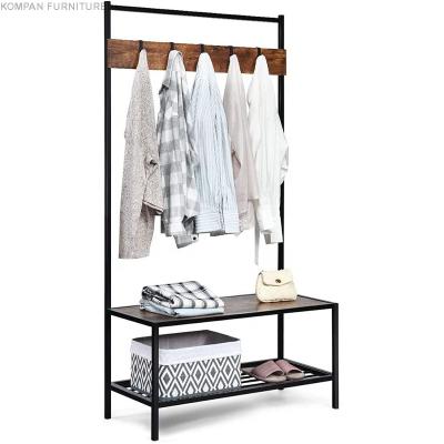 China Modern Design Stylish Home Furniture Metal Rack With 5 Hooks With 2 Storage Coat Rack for sale