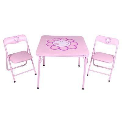 China Modern Pink Modern Study Table Chair OEM Metal Foldable Kids Study Table and Chair Set for sale