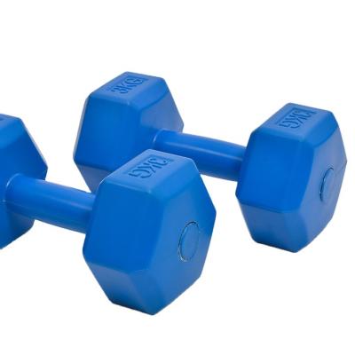 China Dingzhou Small Dumbbell Logo Dumbbell Black Dumbbell Life Plastic Hexagonal Sand-Filled Custom Professional Commercial Aerobic Fitness Dumbbells for sale