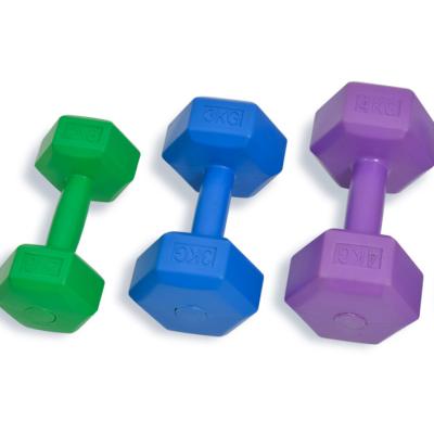 China Plastic Dumbbell Good Quality Design Woman Fitness Weightlifting Hand Dip Colored Hexagonal Multi Weight 4 Kg 5kg Dumbbell Set For Swimming for sale