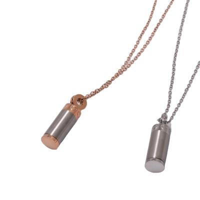 China Vintage Square Column Necklace Single Perforated Stainless Steel Stud Stone Pendant Necklace Stainless Steel for sale