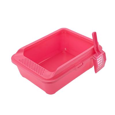 China Sustainable Hot Sale Pet Products Cleaning PP Cat Toilet Box Trays Simple Cute Cat Head Cat Litter Box for sale