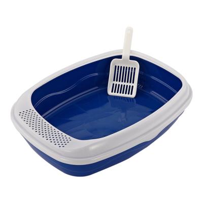 China Sustainable Pet Supplies Cats Litter Box Semi-Enclosed Cat Toilet Shoveling Feces Officer Anti Splash Sandbox Litter Bedpan With Spoon for sale