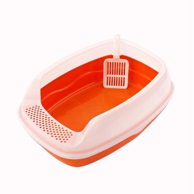 China Sustainable Custom Eco-friendly Durable PP Close Big Large Cat Litter Box Toilet Tray With Sand Leak Pedal for sale