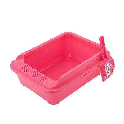 China Sustainable Large Cats Litter Box Pet Toilet Basin Semi-Closed Cat Cleaning Bath Basin Anti Splash Toilet Sandbox for sale