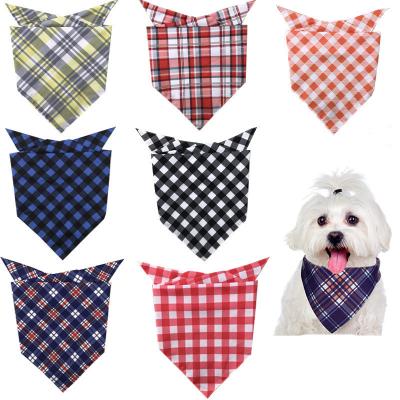 China Sustainable Classic Red Black Plaid Pet Dog Bandana Cat Puppy Kerchief Pet Dog Accessories Pet Neckerchief Scarf Dog Saliva Towel for sale