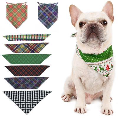 China Sustainable Dog Bandana Plaid Pet Bandana Bib Scarf Adjustable Washable Dog Triangle Scarf For Small Medium Dog Puppy Cat for sale