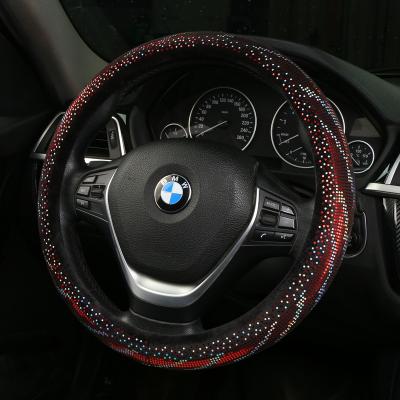 China Cyberpunk Car Accessories Colorful Crystal Rhinestone Rainbow Diamond Steering Wheel Cover for sale