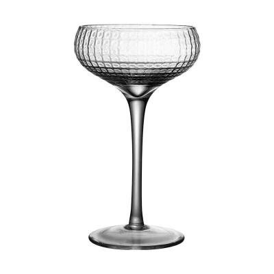 China Country Custom Hand Blown Vintage Art Deco Christmas Wine 7oz Clear Crystal Ribbed Champagne Glasses for sale