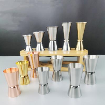 China CLASSIC Measuring Cups Bars Stainless Steel Gold 30ml 60ml Double Polished Silvery Sided Shot Glass for sale