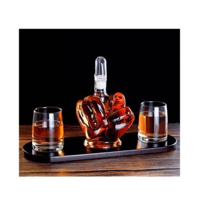 China Creative Country Red Wine Diamond New Product Glass Bar Set Middle Finger Decanter Set Whiskey for sale