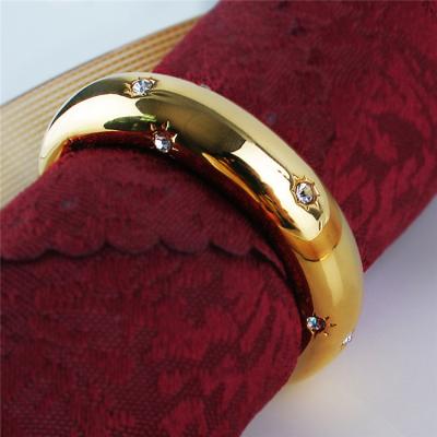 China Delicate Country Table Christmas Holiday Banquet Birthday Deco Diamond Gold Napkin Rings Wedding for sale