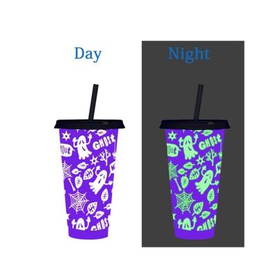 China Country Color Change Tumbler Leakproof Halloween Customized Cold Custom Party PP Glow In The Dark Water Mugs for sale