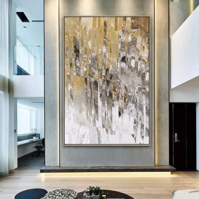 China Extra Large Hand Painted Gold Foil Wall Art Decor Modern Art Acrylic Oil Painting On Canvas for sale