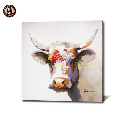 China Total Handmade Modern Cow Pop Canvas Decor Kids Artwork Picture Wall Art Animal Picture Wall Art Oil Painting for sale