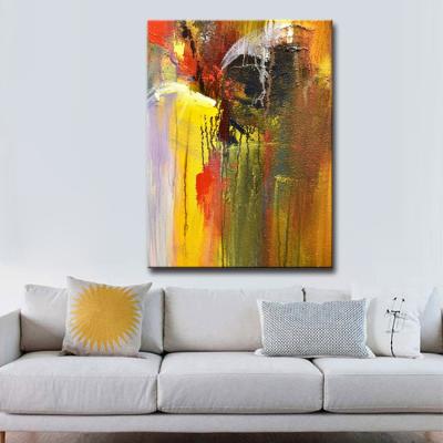 China Abstract Home Wall Art Ideas Picture Decor Oil Painting For Dining Room Yellow Color Painting for sale