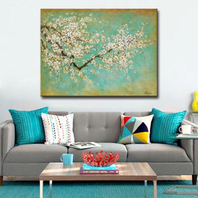 China Abstract Textured Canvas Flower Art Painting White Flower Home Decor Simple Modern Art for sale