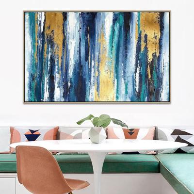 China Abstract Acrylic Original Canvas Wall Art Decoration 3d Blue Gold Painting For Living Room for sale