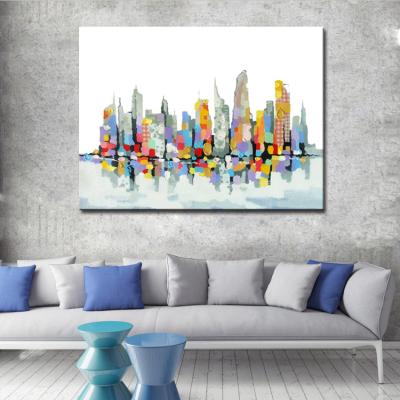 China New Modern Designs Canvas Art Handmade City Street Landscape Piece Landscape Painting for sale