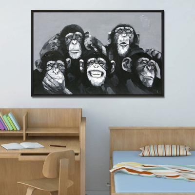 China Modern Handmade Art Oil Painting Modern Abstract Animal Gorilla Monkey For Kids Room for sale