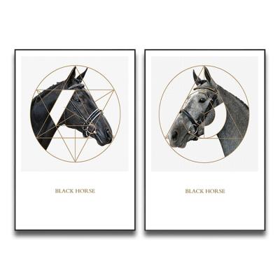 China Modern Waterproof Black Horse Picture Printing Wall Art Print For Home Painting Canvas Decoration for sale