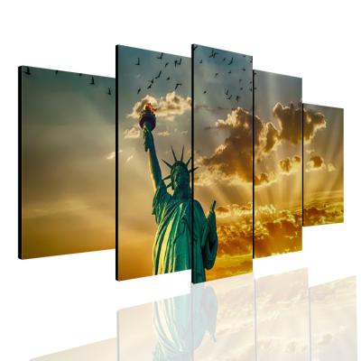 China New York City Modern 5 Panel Canvas Print Statue of Liberty Wall Art Modern Giclee Artwork for sale