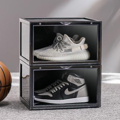 China Wholesale Viable Transparent Clear Plastic Organizer Giant Magnetic Drop Front Stackable Custom Box Shoes Storage for sale